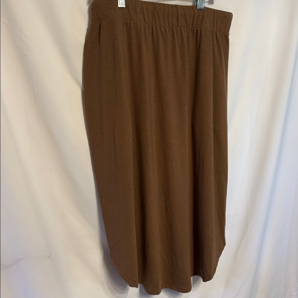 Zenana Outfitters Brown Midi Skirt SZ XL - Picture 4 of 10